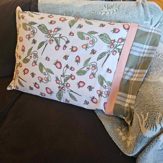 Snuggly Strawberries - Flannel Pillowcase